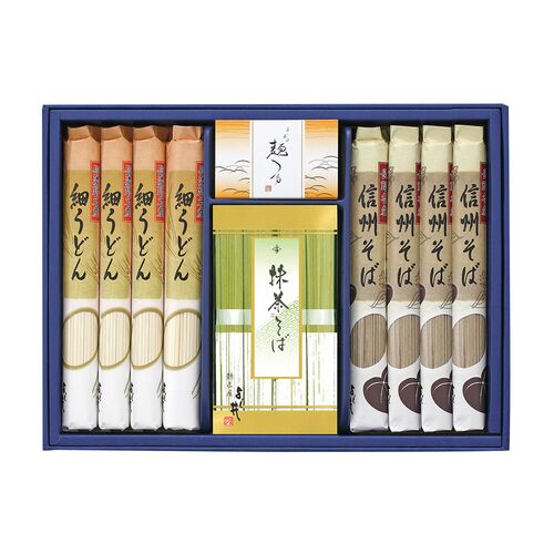 信州そば・細うどんセット（抹茶そば80g×4、信州そば120g×4、細うどん120g×4） / 蕎麦 うどん 詰め合わせ ギフト