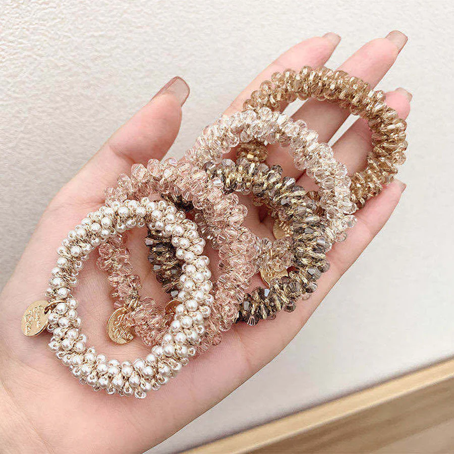 (クリア)ヘアゴム パール バブル シンプル ブレスレット ビーズ ヘア留め ヘアアクセサリー 髪飾り 上品 パーティー飾り