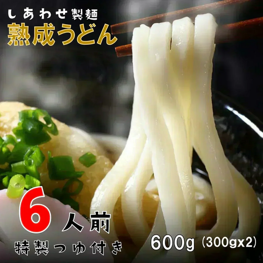 うどん 讃岐うどん 熟成うどん 約６人前 600g (300gx2袋) つゆ付き 送料無料 本場讃岐 純生熟成うどん 太麺 うどん お取り寄せ jukusei6-tuyu