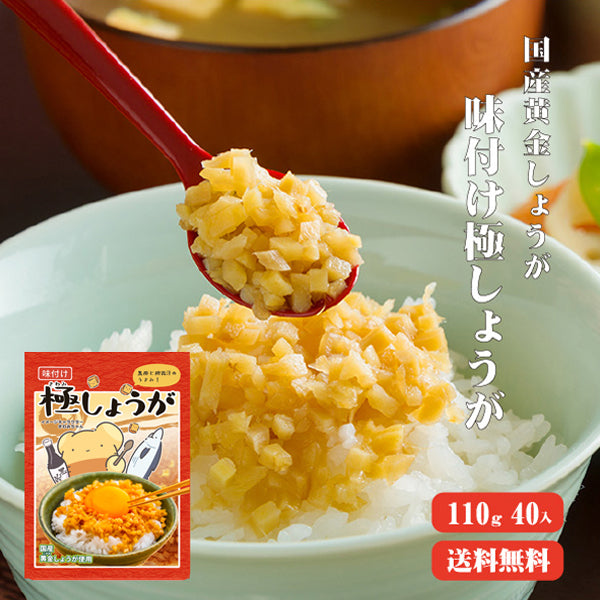 【送料無料】 サクサク味付け極しょうが 110g×40 【まとめ買い】 ふりかけ ご飯のお供 酢しょうが おかず生姜 万能調味料 生姜 しょうが ショウガ 国産