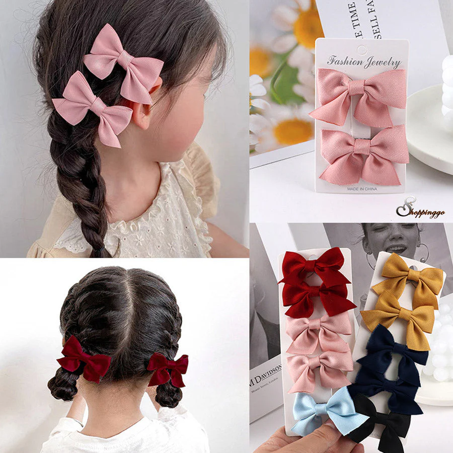 (パープル)ヘアピン2個セット リボン ヘアアクセサリー ヘア留め 髪飾り 前髪 サイド髪 小物 おしゃれ お洒落