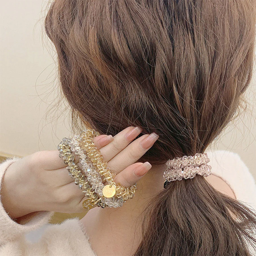 (クリア)ヘアゴム パール バブル シンプル ブレスレット ビーズ ヘア留め ヘアアクセサリー 髪飾り 上品 パーティー飾り