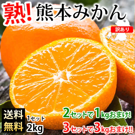 みかん 温州みかん 送料無料 訳あり 2kg 2セット購入で1kgおまけ 3セット購入で3kgおまけ 熊本県産 熊本みかん 蜜柑 ミカン