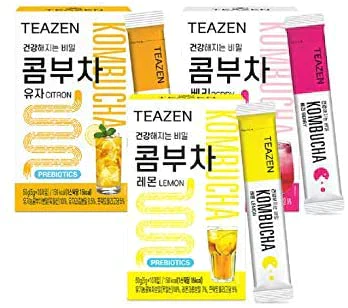 TEAZEN  KOMBUCHA　２０包　箱なし　ティーゼン コンブチャ　（ピーチ１０包、ベリー６包、レモン２包、柚子２包）正規輸入品 韓国 BTS ジョンググ 乳酸菌  健康食品