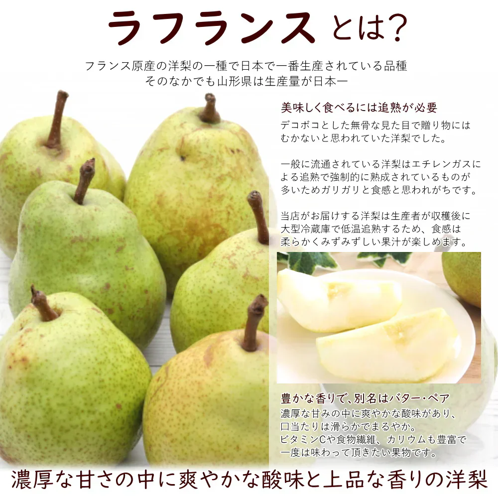 【11月中旬-12月下旬頃ご注文受付順次】洋梨　ラフランス　約3kg（9-10玉前後）化粧箱詰め　中玉サイズ　山形県産　西洋梨　なし　ようなし