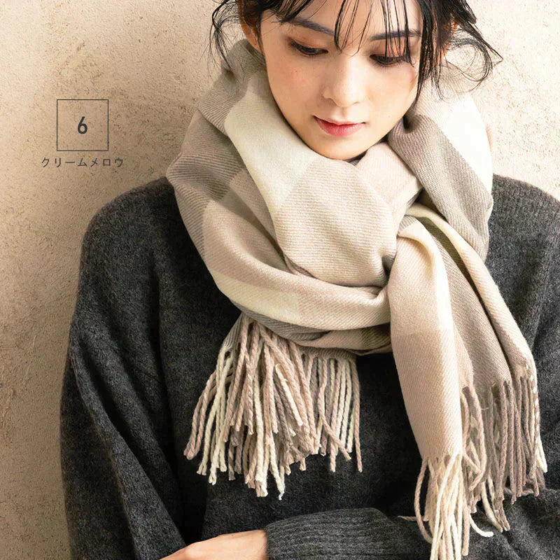 【6クリームメロウ】【商品名：大判なめらかストール】