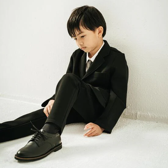 入学式 男の子 スーツ フォーマル 子供服 120cm 入学式 ダブルフェイススーツ (ブラック)上下組 子供 ジェネレーター   上下set generator 子供服 男 男の子