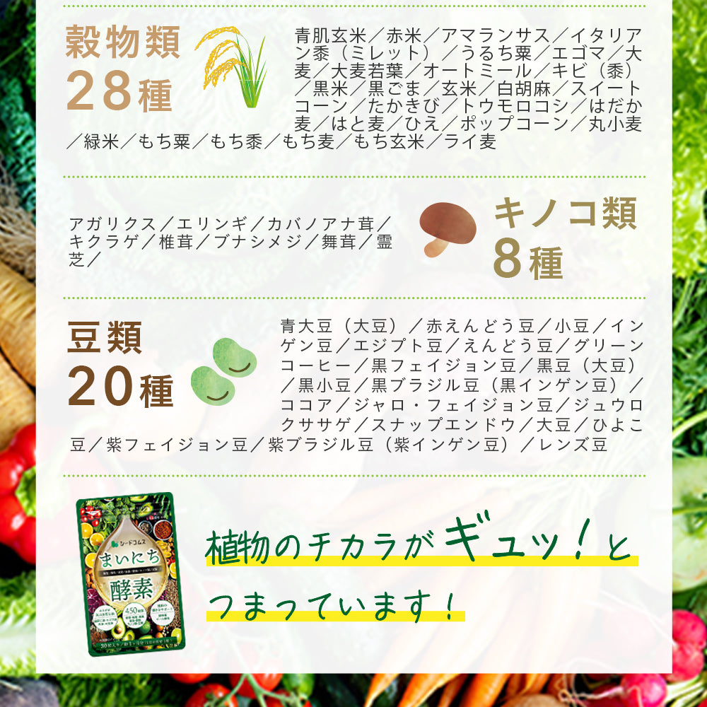 まいにち酵素《約1ヶ月分》野草 果実 海藻 キノコ 豆類を使用 送料無料 酵素サプリ