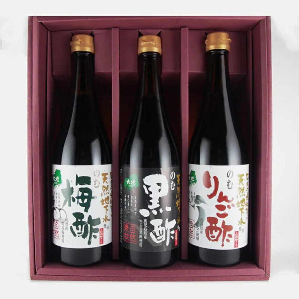 広島 大地 健康ドリンクセット (のむ梅酢、のむ黒酢、のむりんご酢 各720ml×各1) お酢飲料【送料込み】【二重包装不可】【お届け不可地域：離島】