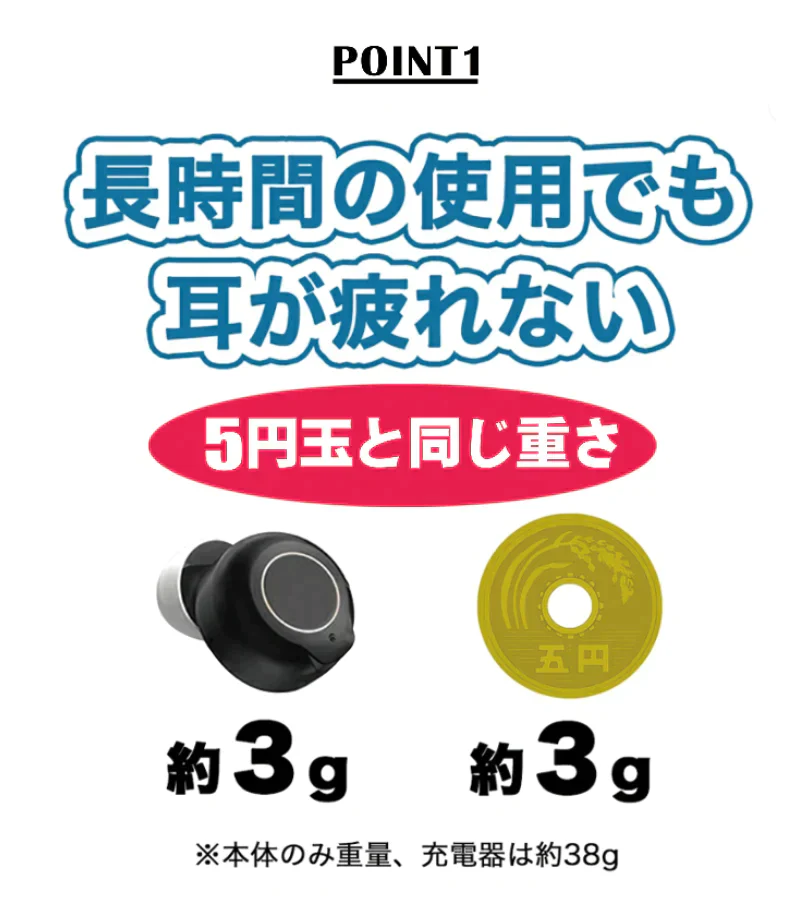集音器 高齢者 充電式 イヤホン ワイヤレス おすすめ テレビ 日本語説明書付き 軽量 雑音低減 28時間使用可能 高品質チップ 集音器に見えない (ブラック)
