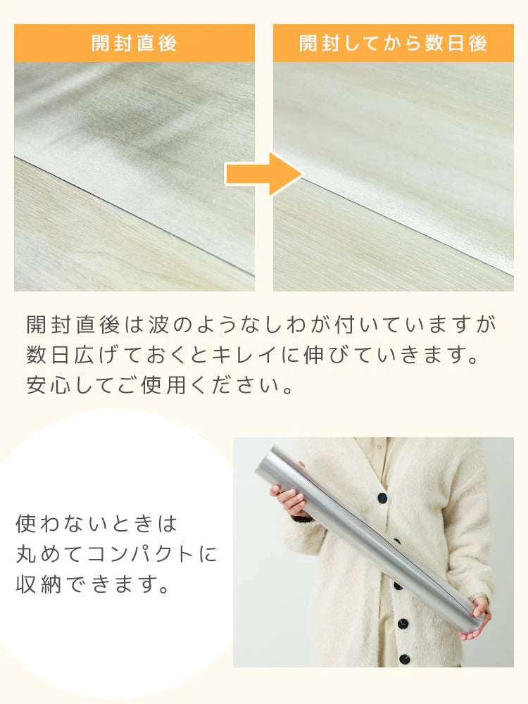 キッチンマット 透明 180cm 拭ける 透明キッチンマット 洗える おしゃれ 長い 北欧 45×180cm クリア 防水 撥水 PVC キッチン マット クリアマット 1.5mm 透明マット 保護シート 台所 カット可能 傷 キズ 凹み防止 床暖房対応