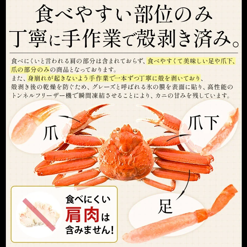 ズワイガニ ボイル ポーション 800g (NET650g)   むき身 ずわい蟹 カニ足 蟹 かに カニ ズワイ蟹 ズワイ ずわい カニしゃぶ しゃぶしゃぶ用 かに足 蟹足 冷凍 海鮮 グルメ 食べ物 送料無料 プレゼント