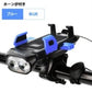 自転車ライト 4 in1多機能自転車スマホホルダー 自転車ホーン 自転車ラッパ USB充電式 モバイルバッテリー w560D(ブルー)