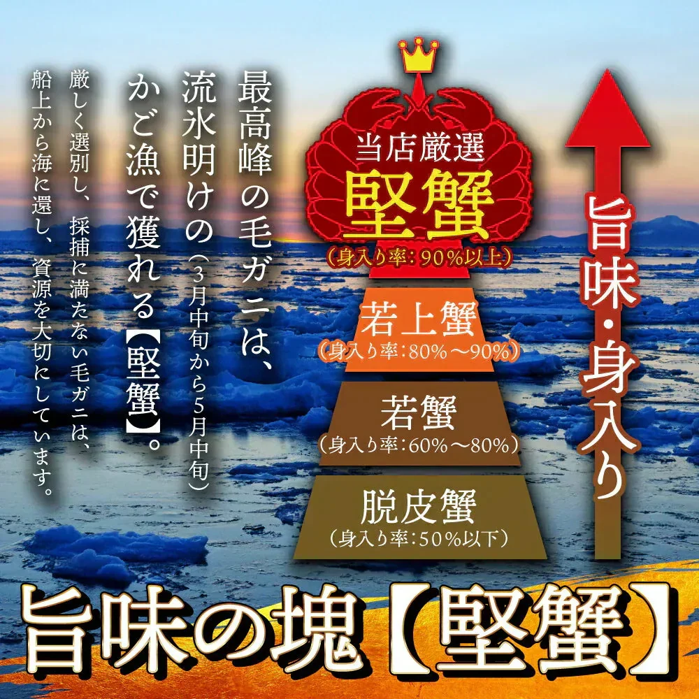 40%OFF★北海道産  浜茹で毛蟹 約500g×3尾【本州～九州エリア送料無料】