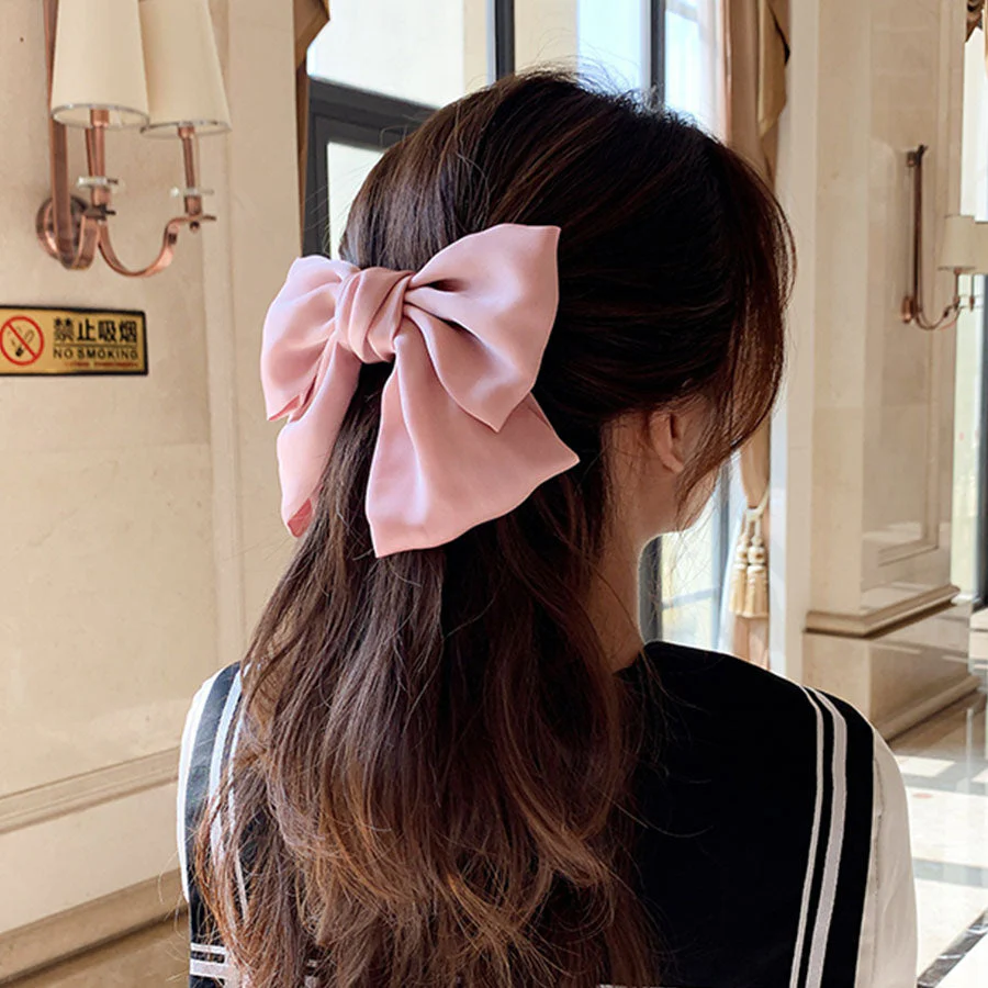 (ネイビー)リボンヘアアクセサリー 髪飾り 大きい おしゃれ　キッズ　大人