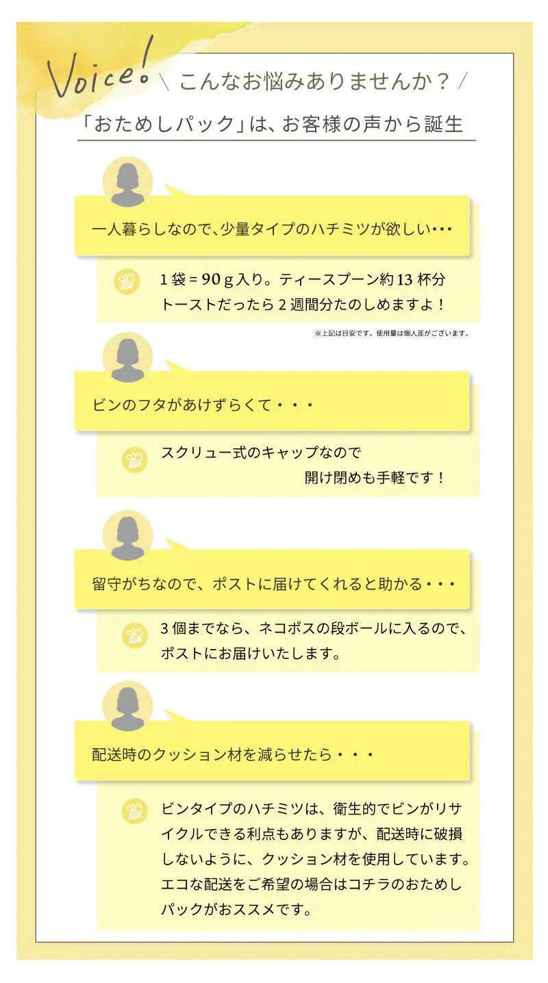 国産 天然ハチミツ　花々の雫 パウチタイプ 90g 非加熱 はちみつ 蜂蜜 ギフト 瓶詰 国産蜂蜜