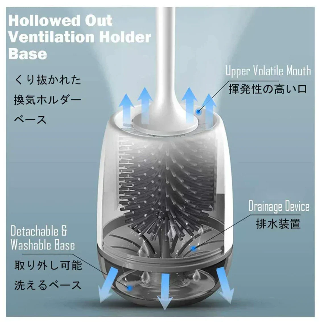 即納商品 トイレブラシ 柔らかい地面式 掃除ブラシ 収納ケース付き コンパクト TPR材質 トイレ掃除 傷つけない 用品 衛生トイレ掃除 トイレ掃除 掃除ブラシ(w073A)グレー