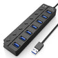 USBハブ USB3.0 7ポート USBコンセント 電源付き USBポート拡張 充電可 高速データ転送 独立スイッチ付き LEDライト付き 最大転送速度5Gbps パソコン
