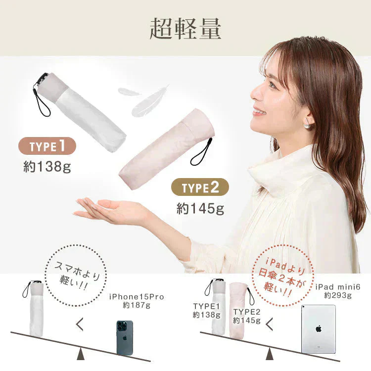 日傘 「タイプ2・ライトピンク」 軽量 折り畳み 晴雨兼用 遮光100% 完全遮光 UVカット 折りたたみ傘 フリル 日差し 紫外線 日焼け防止 レディース 内側黒 梅雨 熱中症