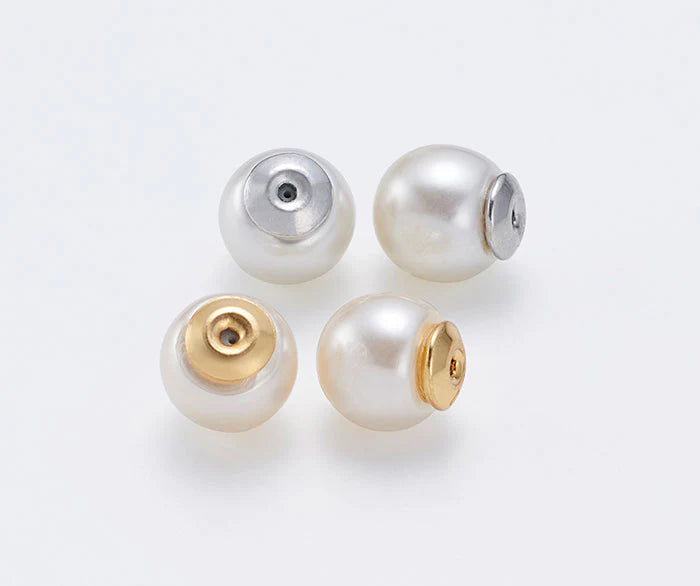 ピアス キャッチ 2ペア 樹脂パール 8mm ゴールド シルバー 両耳用 2個セット パールキャッチ ピアスキャッチャー シンプル 冠婚葬祭 入学式 卒業式