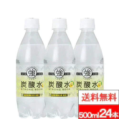 【1ケース】 友桝飲料 強炭酸水 レモン 500ml 24本 国産 炭酸水 無糖炭酸 無糖 ソーダ水 ペットボトル まとめ買い