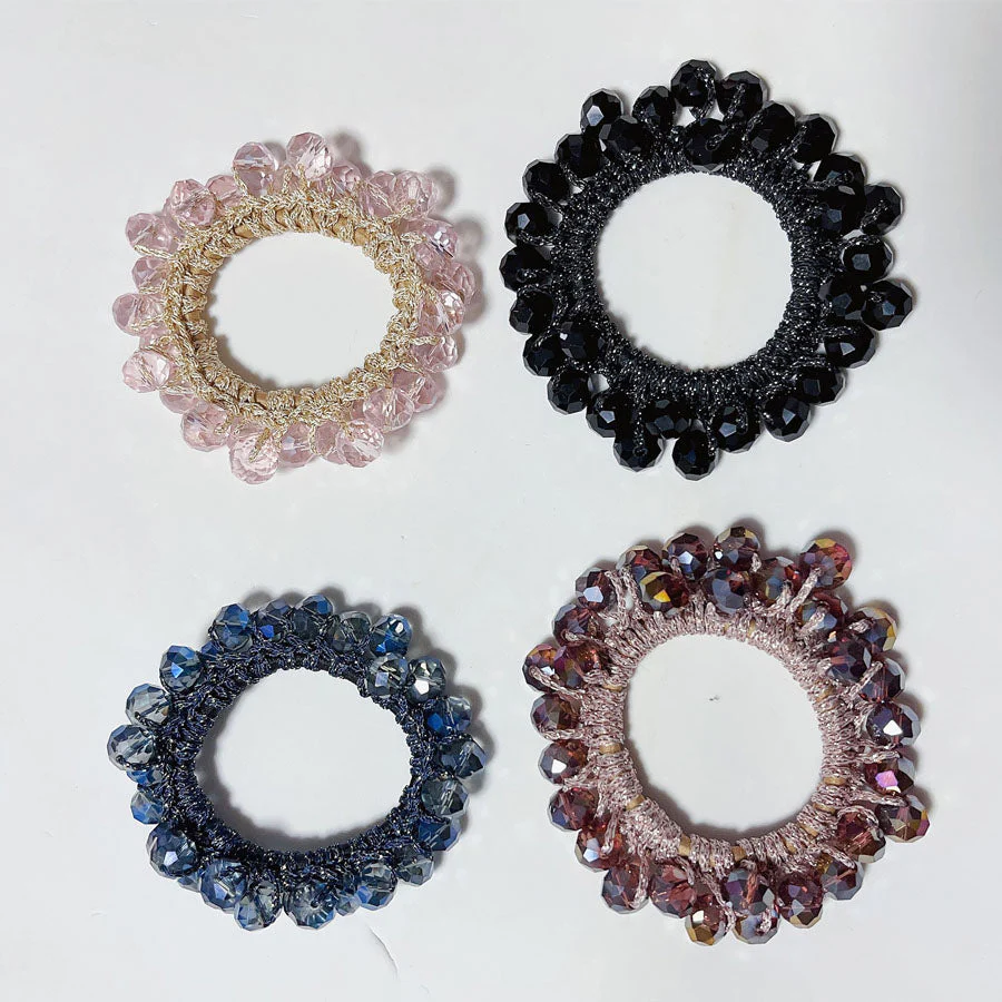 (パープル)ヘアゴム バブル シンプル ブレスレット ビーズ ヘア留め ヘアアクセサリー 髪飾り 上品 パーティー飾り