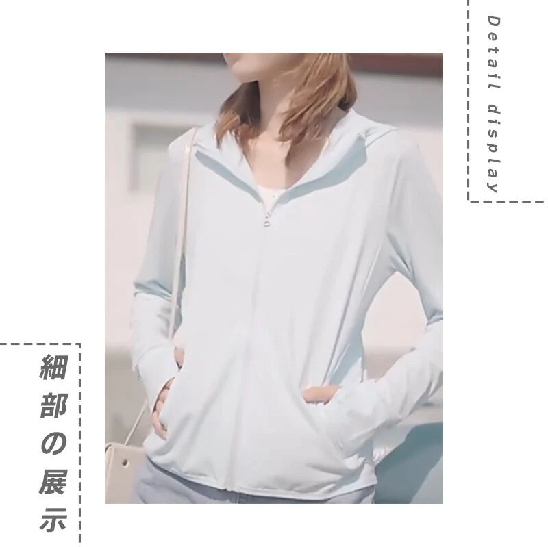接触冷感（ホワイト、Lサイズ） ラッシュガード レディース ジップアップ 日焼け止め コート 女 日よけパーカー uv日焼け止め服 フェイスカバー レディース サンバイザー UVカットパーカー ペアルック UPF50+ 指穴付き カジュアル 紫外線対策 UVカット 冷房対策 長袖 フード付き