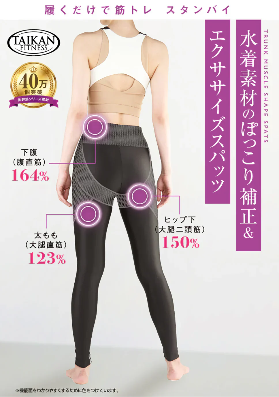 体幹筋シェイプスパッツ・Mサイズ【履くだけぽっこり補正＆体幹筋エクササイズスパッツ 着るだけでスッキリ!ホッソリ! どんなシーンにも効果を発揮 日常がジムになる 水着素材でプールにもジムにもウォーキングにも】ぽっこり補整＆体幹エクササイズ  履くだけ エクササイズ ウォーキング 着圧 セルライト 着圧レギンス ハイウエスト 着圧 スパッツ レギンス 下腹 太もも ぽっこり お腹 エクササイズ 姿勢改善 サウナスーツ 補正下着 引き締め ダイエット インナー