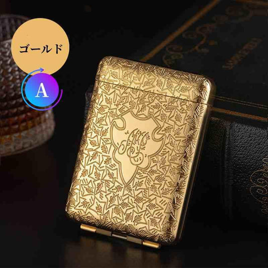 シガレットケース タバコケース ビジネス 16/20本入れ 金属製 高級感 持ち運び便利 おしゃれ シンプル 軽量 アウトドア 贈り物 プレゼン s082A(シガレットケース タバコケース ビジネス 16/20本入れ 金属製 高級感 持ち運び便利 おしゃれ シンプル 軽量 アウトドア 贈り物 プレゼン s082D レギュラーゴールド)