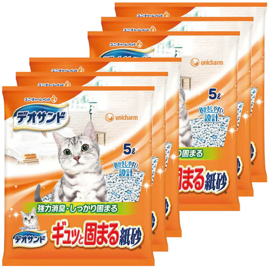 デオサンド　ギュッと固まる紙砂　5L　6袋　1箱ケース販売