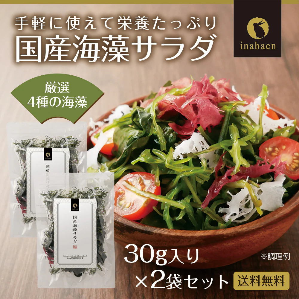 【2個セット】日本橋いなば園 国産海藻サラダ 30g ネコポス メール便送料無料