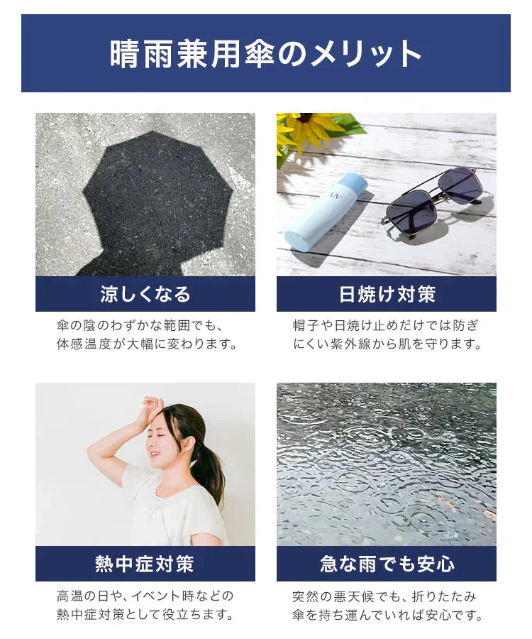 【ホワイト】折りたたみ傘 日傘 折りたたみ 軽量 UVカット 遮光 遮熱 撥水 晴雨兼用 雨傘 傘 おしゃれ 8本骨 レディース メンズ 紫外線対策 シンプル