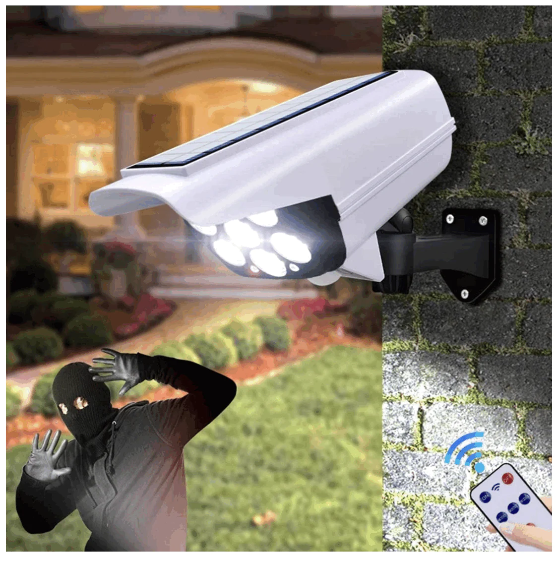 防犯カメラ型LEDセンサーソーラーライト 電源不要 配線不要 防水