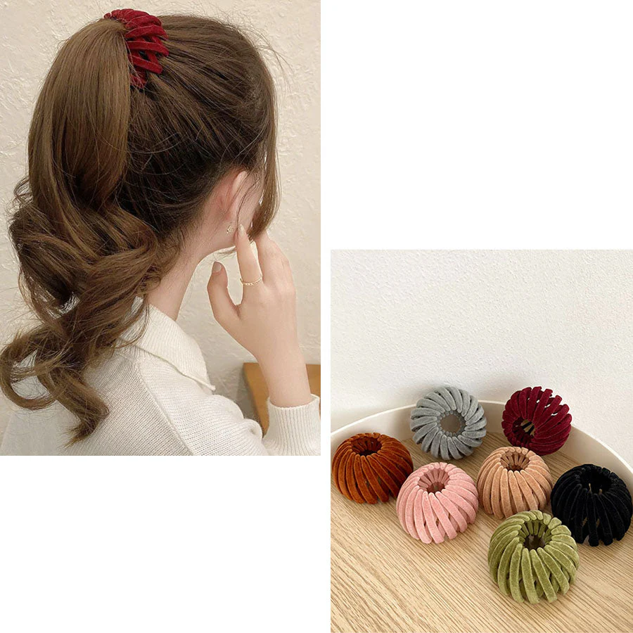 (ワインレッド)ヘアゴム ヘアクリップ ポニーリング 団子 シュシュ ヘアアクセサリー かわいい オシャレ 髪飾り