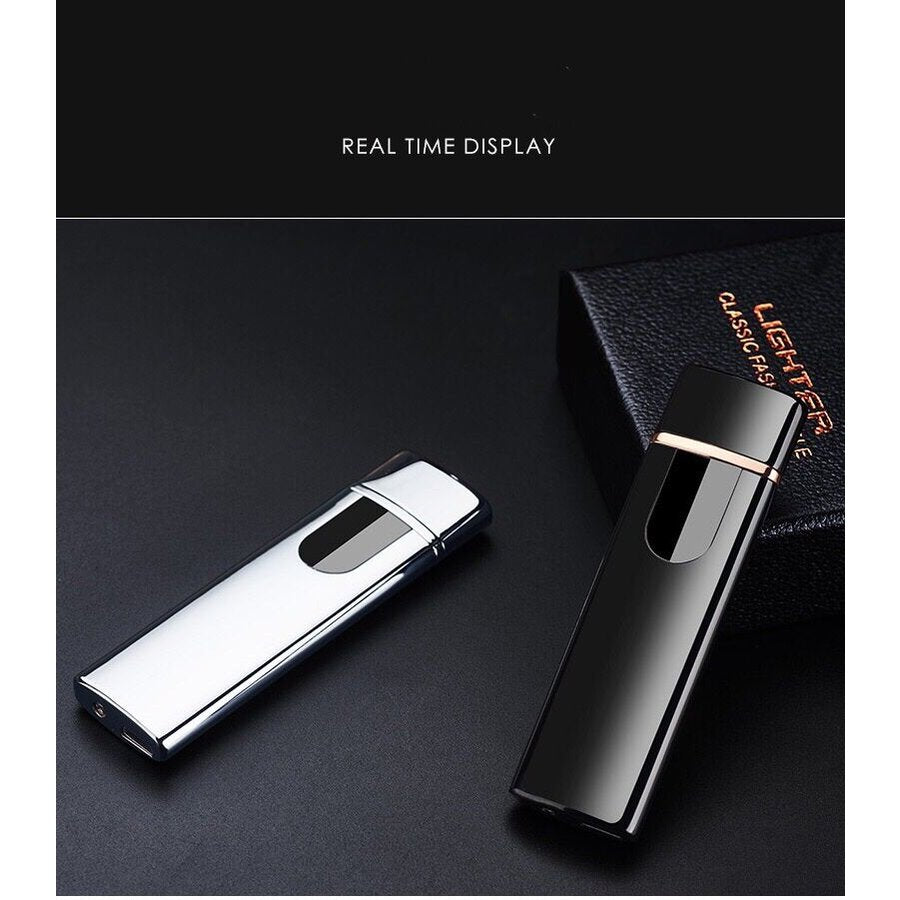 USB充電式 プラズマ 電気 usb ライター 小型 充電式 ガス?オイル不要 防風 軽量 薄型 プレゼントw107B（タイプB）ブラック