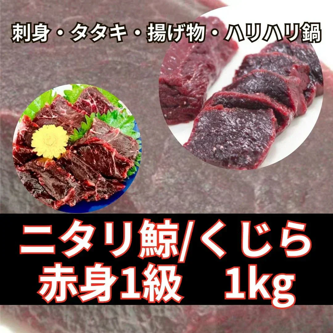 国産 ニタリ鯨　赤身1級　1kg（刺身・たたき・ハリハリ鍋等）形不揃いカット