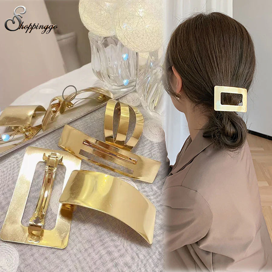 (F0262)バレッタ ヘアクリップ 髪飾り ヘアアクセサリー  ゴールド ヘアアレンジ 髪留め まとめ髪 オフィス