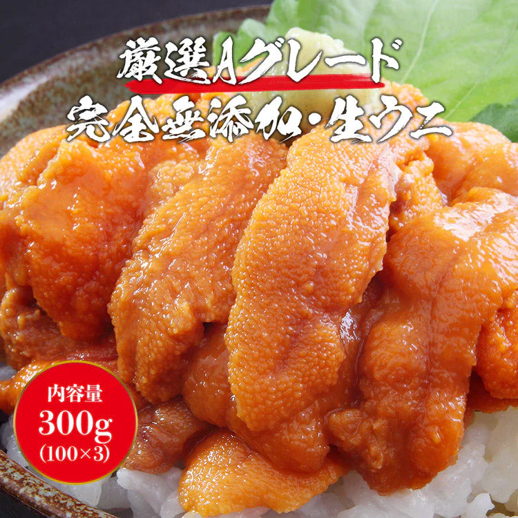 生うに 100g×3パック 完全無添加 みょうばん不使用  お刺身用 生 AAグレード ウニ うに 雲丹 冷凍 送料無料 冷凍便 お取り寄せグルメ 食品 ギフト