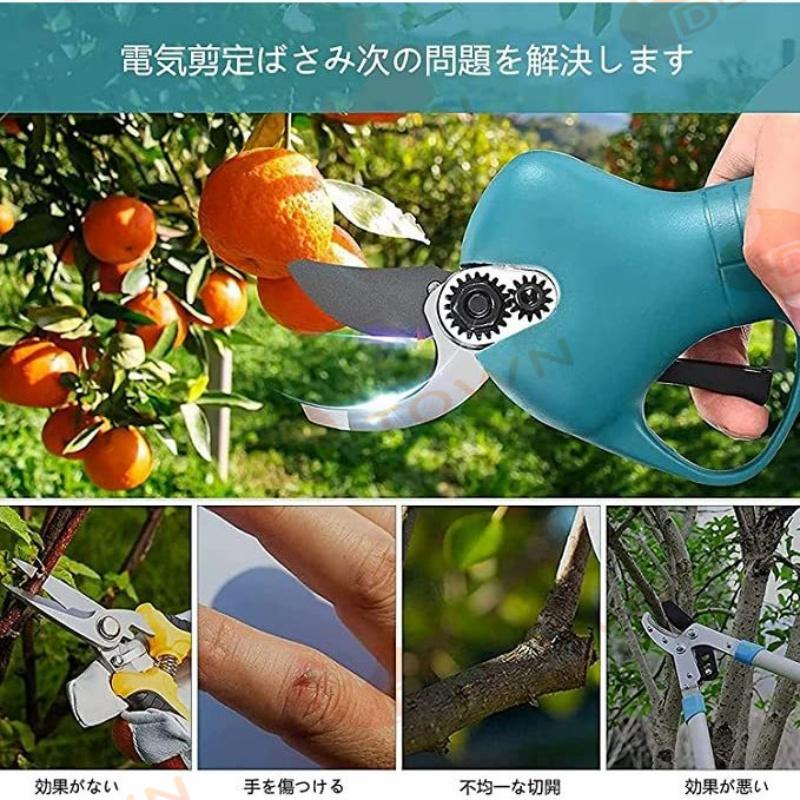即納 充電式電動ハサミ 枝切り 充電式剪定ばさみ 替え刃セット コードレス 庭木 枝切り 果樹用 剪定鋏 園芸用剪定用具 バッテリー2個 収納ケース付き