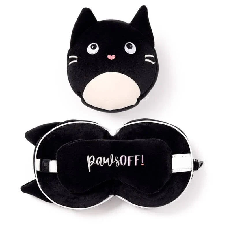 【黒猫のフェリン・ファイン】Relaxeazzz アイマスク付もちもちピロー