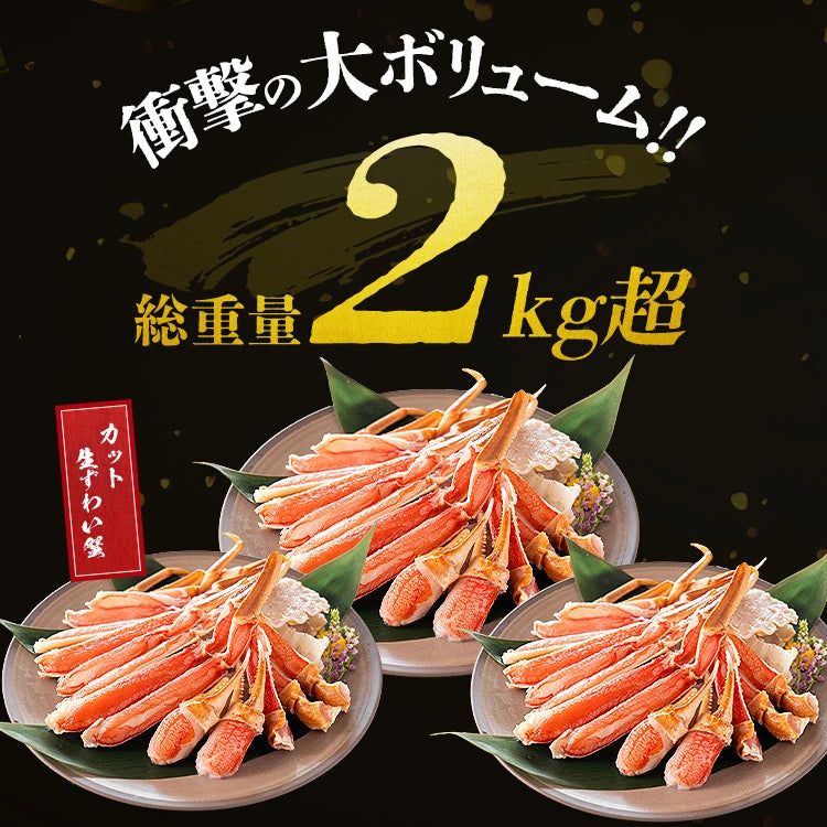 カット済み 特大 生ずわい蟹 総重量900g(正味重量600g)×3P 約6人前 生食可 かに鍋 焼き蟹 セット ずわいがに ズワイガニ お取り寄せグルメ 食品 ギフト 海鮮