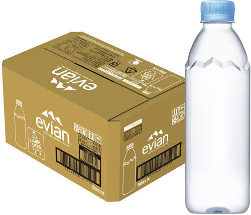 エビアン ラベルレス 500ml ペットボトル 24本入 ナチュラル ミネラルウォーター 硬水 フランス産 evian 伊藤園 正規輸入品