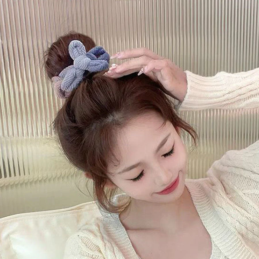 (グレー)ヘアゴム バイカラー 太め おしゃれ ヘアアクセサリー 結び シンプル 髪留め ヘア留め かわいい オシャレ 髪飾り 上品 パーティー飾り