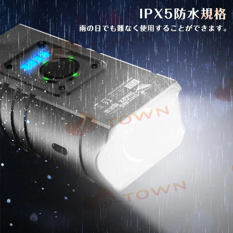 当日発送 自転車 ライト 大容量 USB充電式 小型 超軽量 LED 800ルーメン 明るい IPX6 防水 ヘッドライト テールライト 工具不要 簡単着脱 w382B(タイプB)