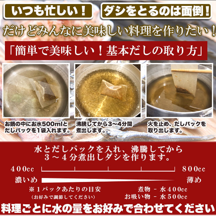 水出しOK・レンジでも簡単！美味しい「おだし」下味付きだしパック30包ゆうパケット