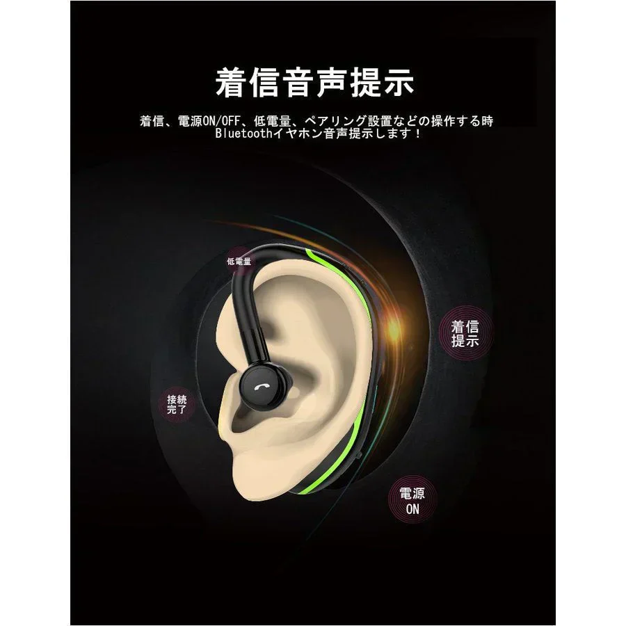 【ブラック＆グレー】ブルートゥースイヤホン Bluetooth 5.3 ワイヤレスイヤホン 耳掛け型 ヘッドセット 片耳 最高音質 マイク内蔵 日本語音声通知 180°回転 超長待機 左右耳兼用