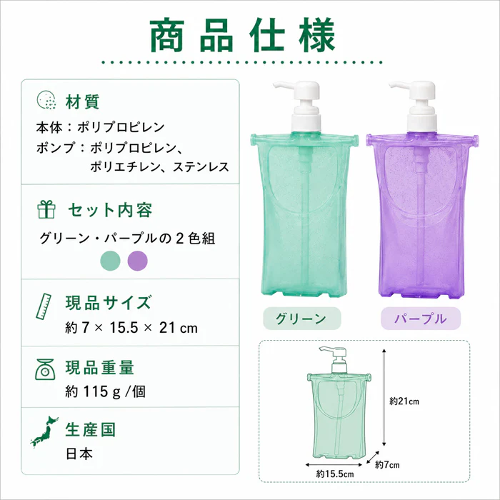 詰め替え そのまま クリップキャップ ディスペンサー2色組