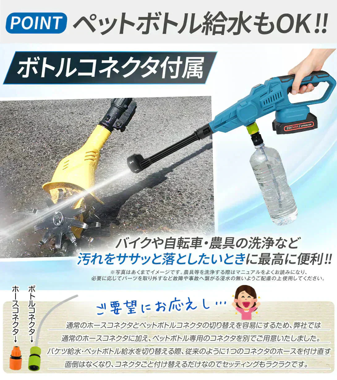 強力ハンディ高圧洗浄機BL　バッテリ充電器別売 高圧洗浄機 充電式 6in1 21V マキタバッテリ互換 専用ケース付 ブラシレス 洗車 掃除 ベランダ バケツ