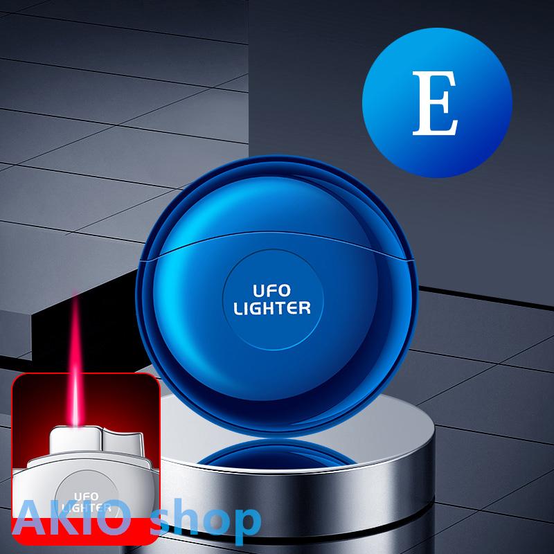 ガス注入式ライター UFOライター 丸形ライター 防風 レッドフレーム 操作簡単 軽量 磁気丸い蓋 ポータブル 高圧技術 ユニークなデザイン ハイキング キャンプ s073E(ブルー)