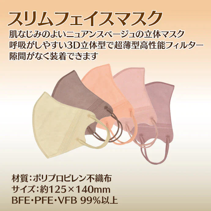 マスク スリムフェイスマスク 10枚入 (約125×140mm) ローズベージュ【メール便送料無料】